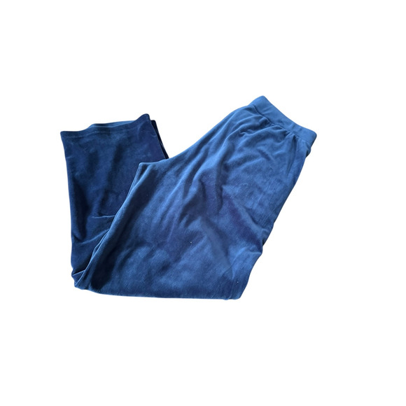 Leo & Nicole Velour Lounge Pants Navy Blue Petite Medium PM Soft Cozy Pockets - Picture 2 of 6